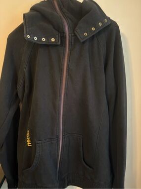 Nomis Black Zip-Up Hoodie with Grommet Collar